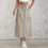 Womens Cargo Skirt High Drawstring Quick Dry Maxi-camelcolor XL 6