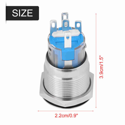 12V White LED Car Engine Start Stop Button Stainless Steel 19mm Diameter 1