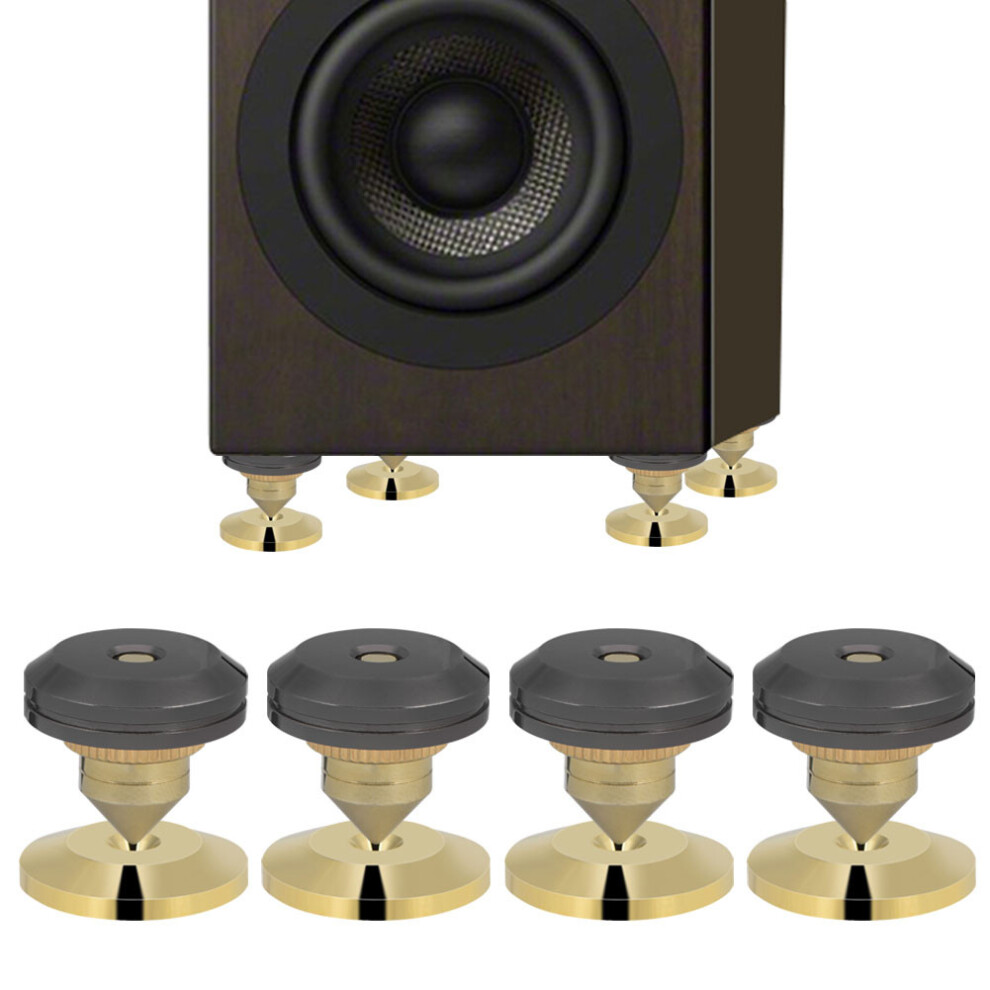 4 Pcs Copper -Plated Speaker Isolation Spikes 28X25mm With Pads Gold 8451392954785