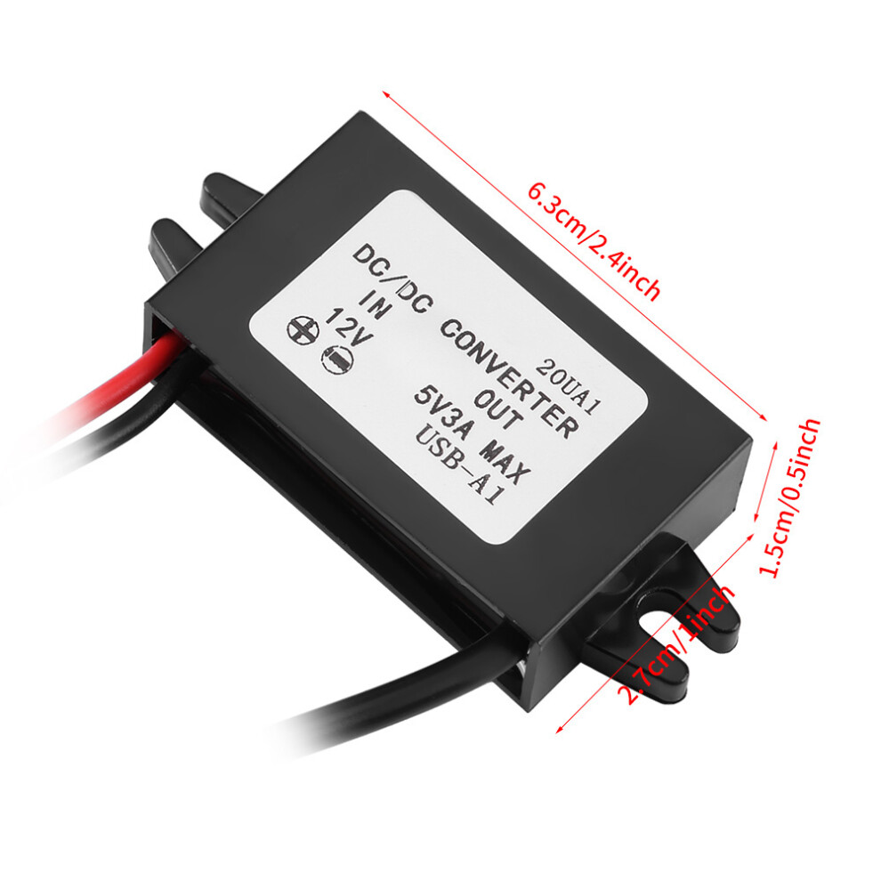 DC 12V to 5V 3A Converter with USB Output