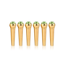 Brass Guitar Bridge Pins Crystal Glass Green