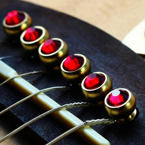 Ersatz-Gitarrenpins, 6 Stück, Messing Kristall 2