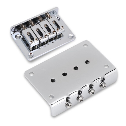 Cigarbox Electric Guitar & Bass 4-String Fixed Bridge Replacement Silver Colour