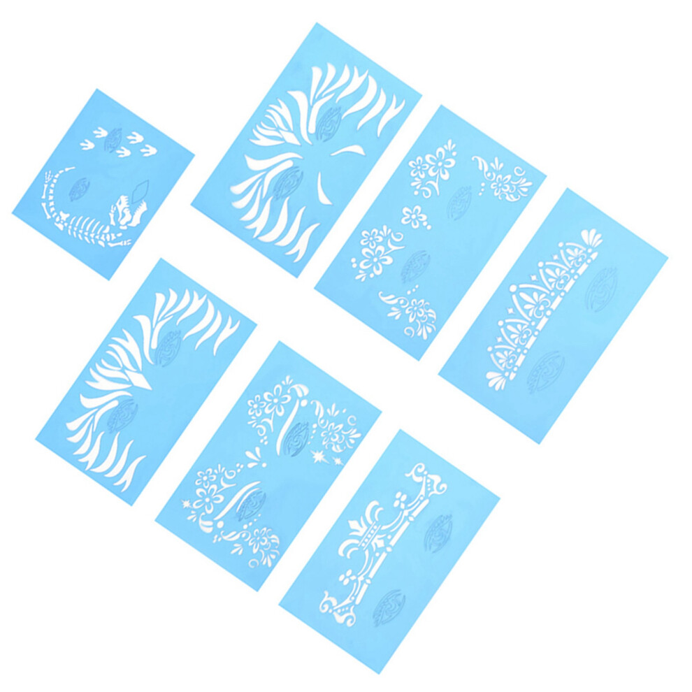 7-Piece Reusable Face & Body Paint Stencil Set - Makeup Tattoo Templates