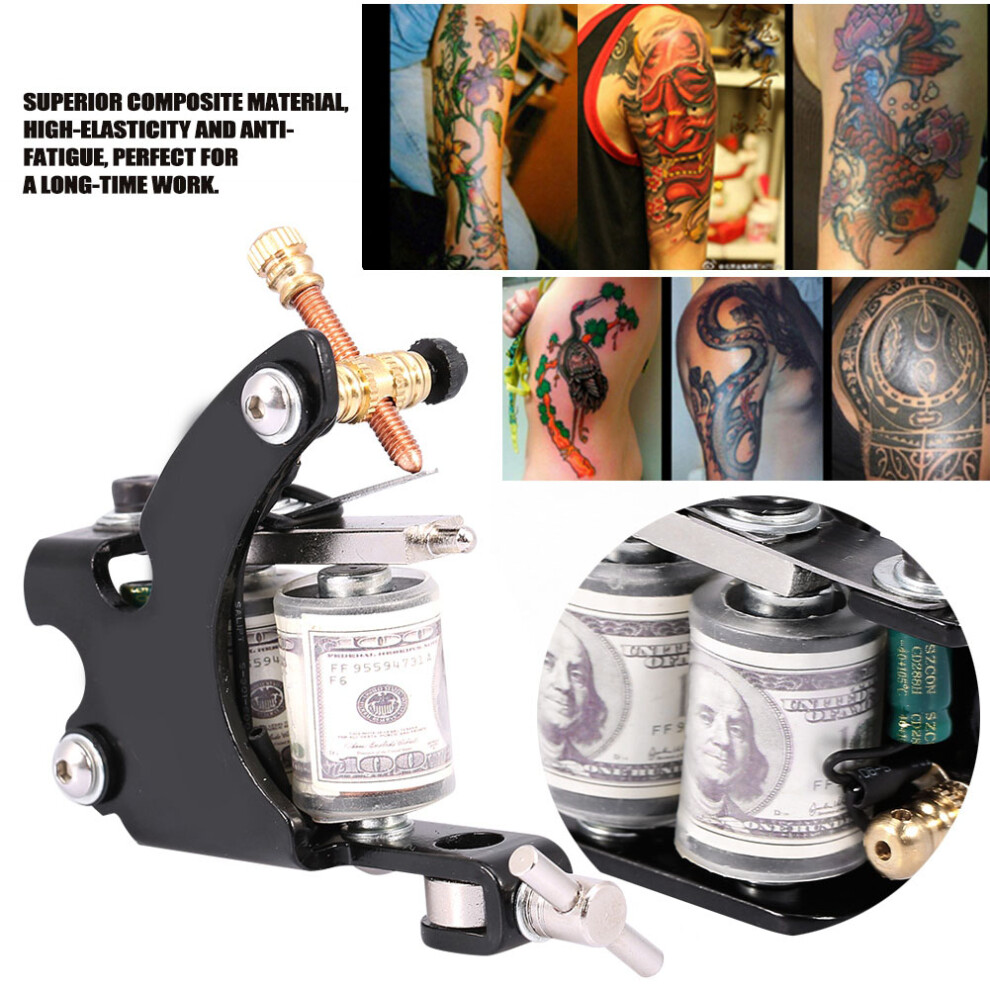 Tattoo Liner Shader Iron Machine Gun 10 Wrap Copper Coils 50V