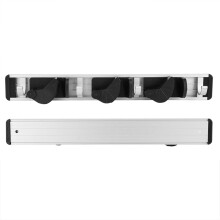 Wall Mounted Mop & Broom Rack 3 Positions 4 Hooks Aluminum Durable