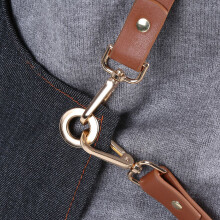 Heavy Duty Denim Apron with Leather Straps - Adjustable Pockets, 60x82cm