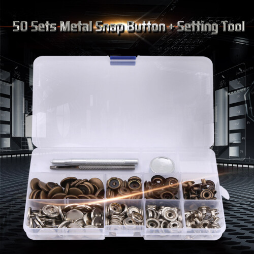 50 Sets 17mm Copper Snap Buttons with Setting Tool for Leather DIY 2