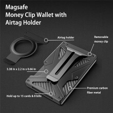 2-In-1 for  Wallet Money Clip Air Tag Holder and Money Clip for  Card Pack for Magnetic and Non-Magnetic Phone,A