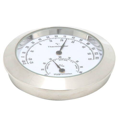 Compact Thermo-Hygrometer for Musical Cases Silver LCD Display
