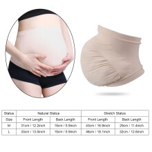Women Maternity Belly Support Belt Beige Seamless Elastic Band Prenatal Care