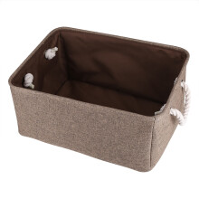 Foldable Fabric Storage Bin Basket - Brown, 41x31x20cm, Toy Clothes Towel Box