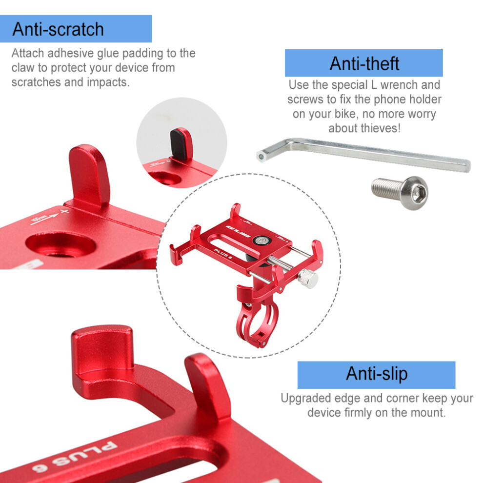 Adjustable Aluminum Bike Phone Holder 3.5-6.2 Inch Rotatable Mount 8411392836146