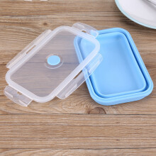Silicone 800ml Collapsible Lunchbox Bowl Portable Food Storage Container Blue