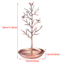 Metal Bronze Jewelry Earring & Necklace Organizer Tree Stand 30cm