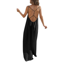 Backless Cami Dresses for Women Sexy Low Back House-Black XL