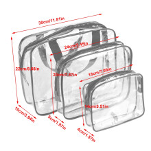 Transparent Waterproof Travel Storage Bag Set - 3 Packs, Black