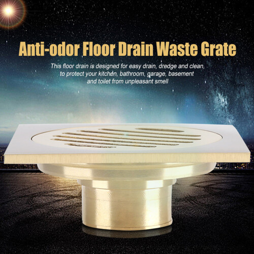 Square Floor Drain Brass Grate Bathroom Shower 1