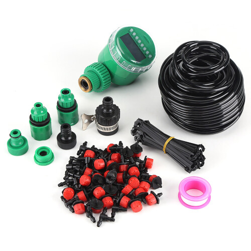 25m Self Watering Drip Irrigation Kit with Timer, 6mm Hose 1