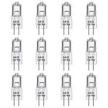 12er-Pack G4 Halogenlampen, 10W 12V dimmbare 2-Pin-Lampen, klare Kapsel mit 2-Pin-Sockel für Kocherbeleuchtung