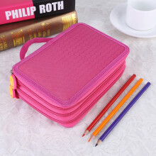 Large Capacity Pink Pencil Bag with 52 Slots, 20*12.5*6cm Storage Pouch