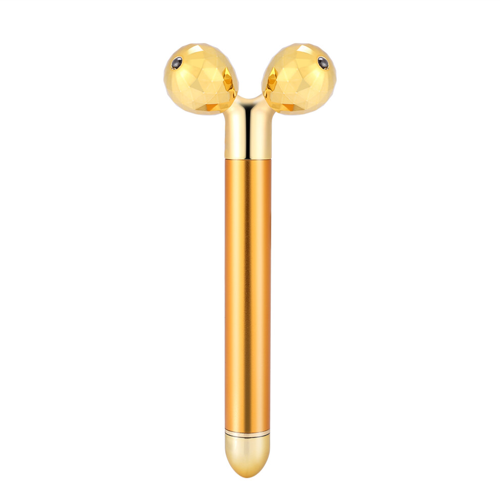 Gold 24K Y-Shaped Full Body Facial Massager With Micro Current, 15X5.5cm
