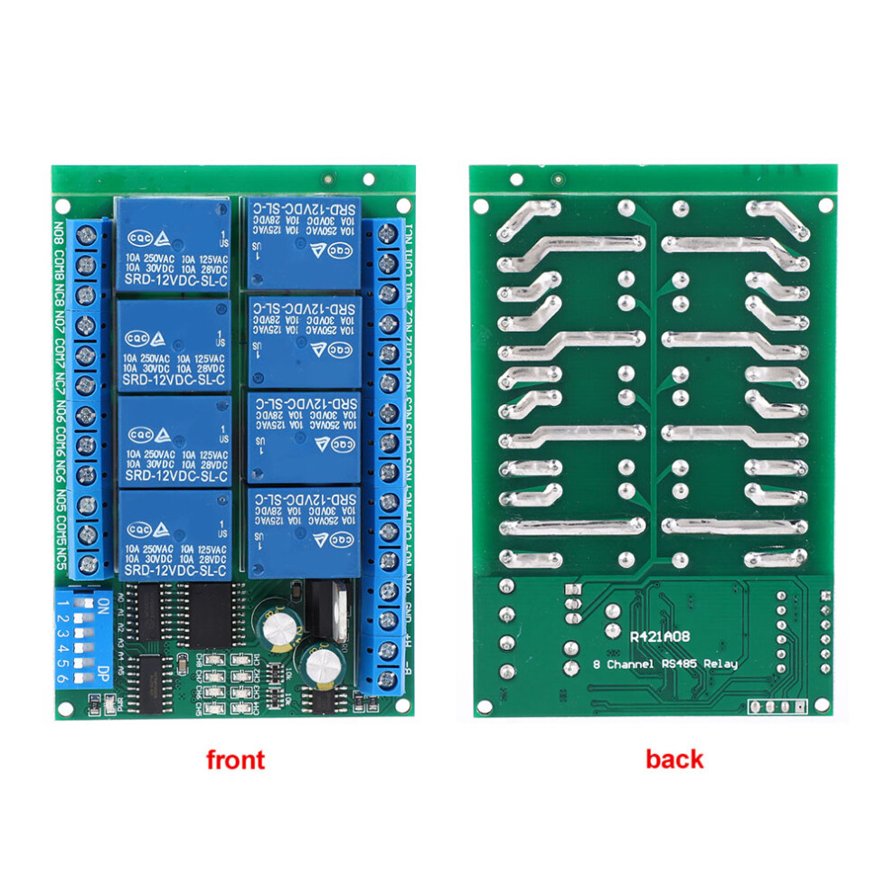 Dc 12V 8-Channel Rs485 Relay Control Module 10A 90X63x18mm 6951392992586