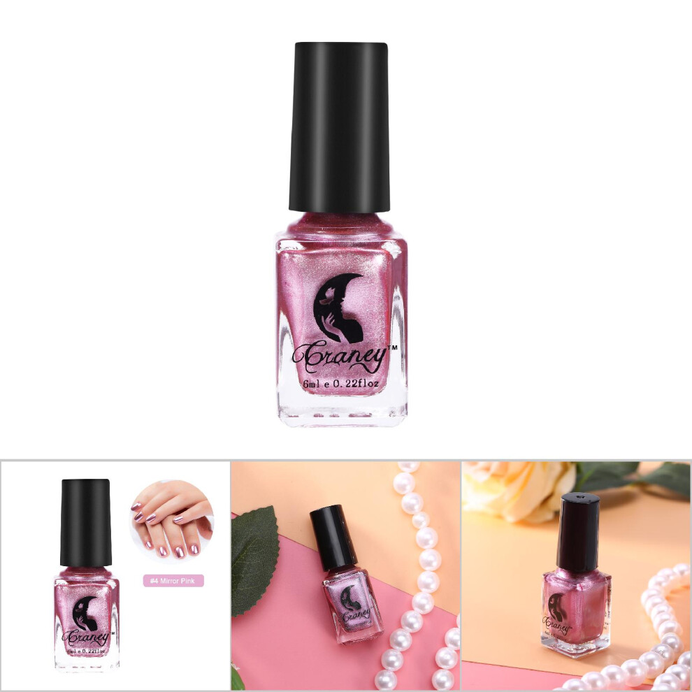 Metallic Mirror Silver Nail Polish 6ml Shiny Nail Art Tool #4