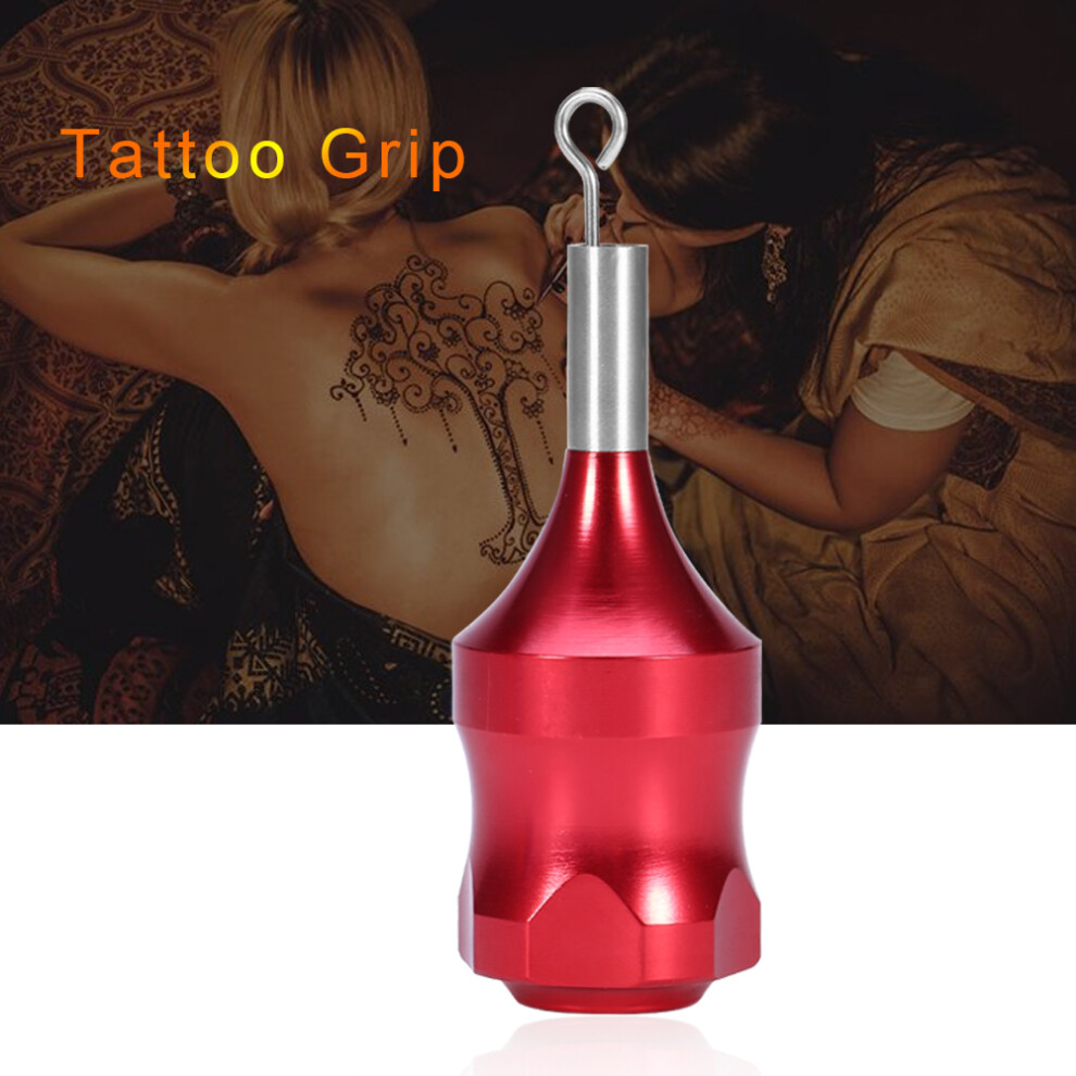 Red Aluminium Alloy Tattoo Grip Tube 7.4X2.4cm, Knurled Handle
