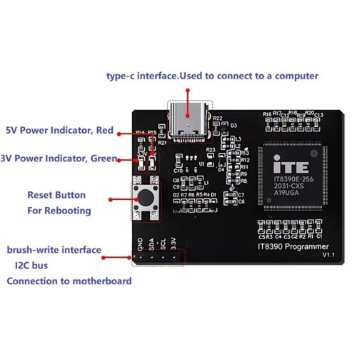 ITE Programmer for    Laptop Burning ITE85XX ITE83XX IT8390 EC No-Disassembly Read/Write Chip Tool 2