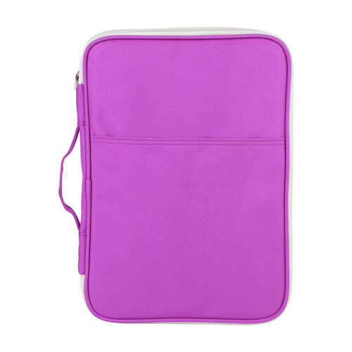 A4 Document Organizer Bag Folder Portfolio Zippered Case Purple Colour 2