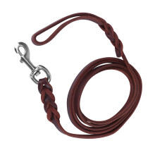 Cowhide Leather Dog Lead 1.6m Safety Rope Belt for Walking Running Training
