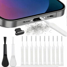 Kit di 13 Kit per la pulizia della porta di carica del telefono, Pulitore anti-intasamento per mini spazzole per iPhone per AirPods 4, Fotoc