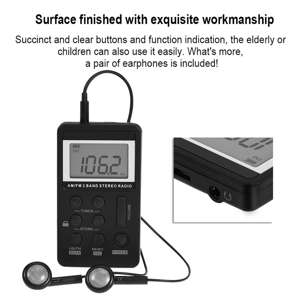 Mini Fm/Am Stereo Pocket Radio With Lcd, Earphone & Rechargeable Battery 7651392880119
