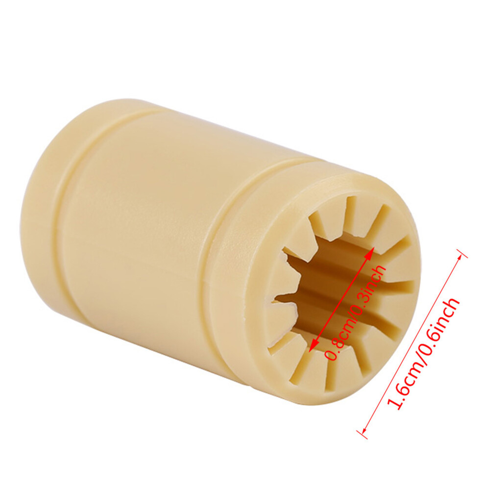 8 Pack Solid LM8UU Polymer Bearings 8mm Inner
