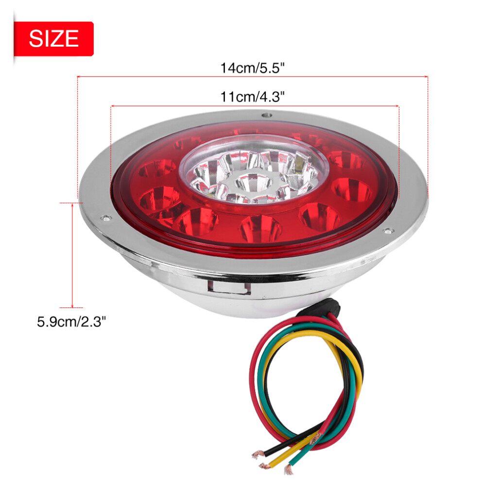 4.3 Inch Dual Color 19 Led Truck Trailer Brake Tail - Chrome Ring Light 6951392884201