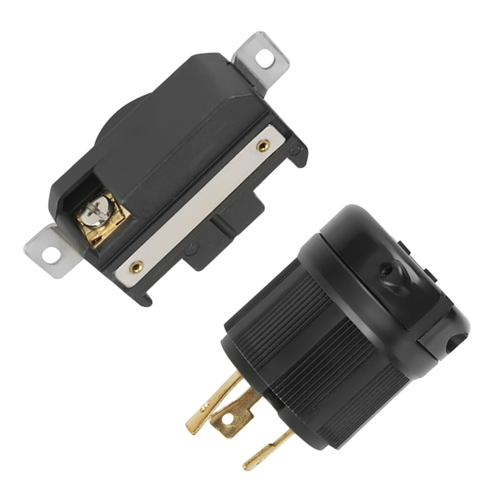 L6-30P L6-30R 30A 250V Twist Lock Electrical Plug Receptacle Black 8751392886742
