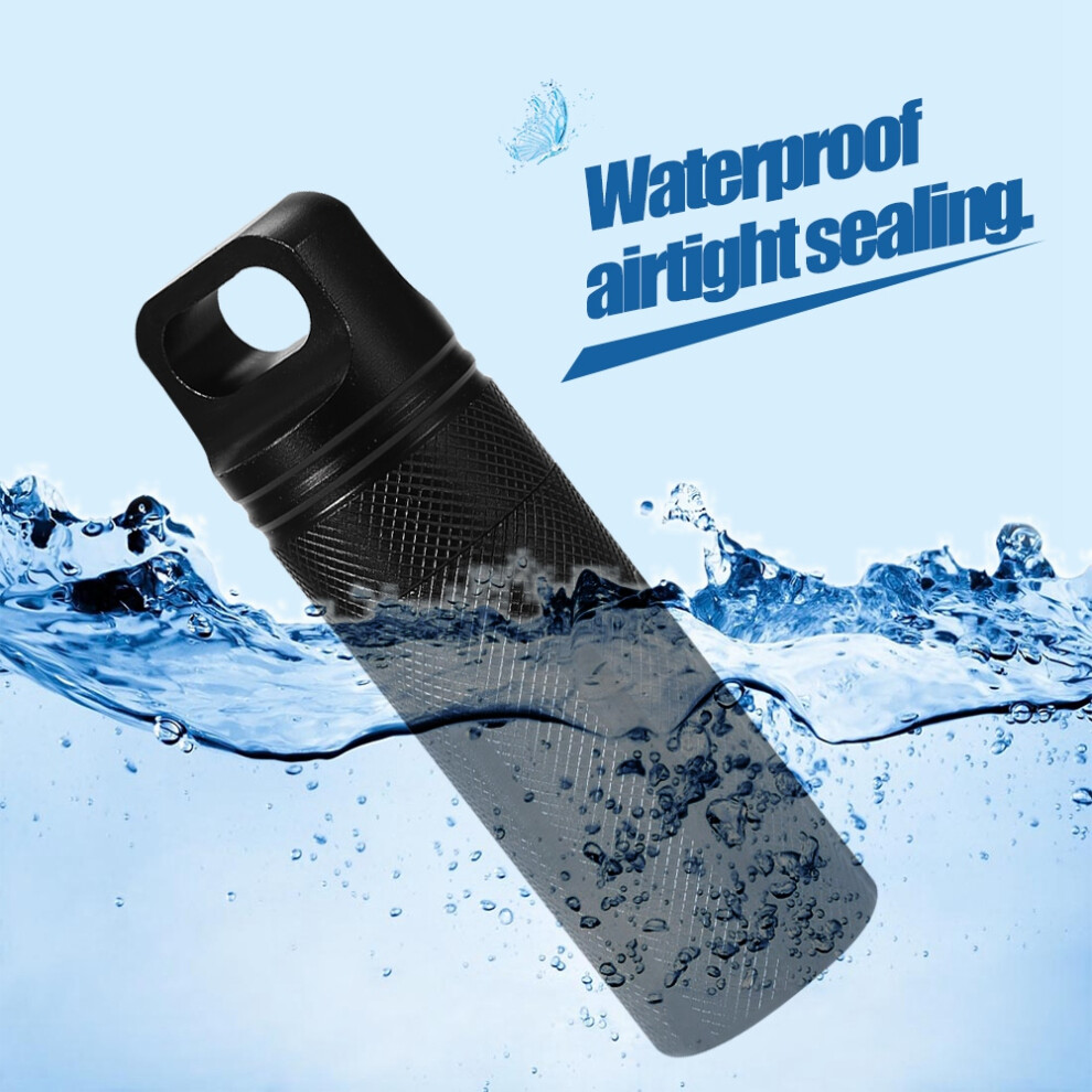 Black Waterproof Keychain Medicine Storage Tank Compact 1.8Cm Pill Holder