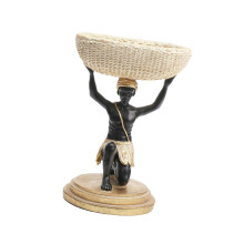 African Man Sculptures with Bowl African Figurines Exotic Tribal