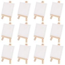 Artists Set de 3 pulgadas x 3 pulgadas Mini lienzo y mini caballete de 5 pulgadas Dibujo manual: el set contiene: 12 mini lienzos y 12 mini