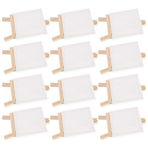 Artista Conjunto de Mini Telas de 3 polegadas x 3 polegadas e Mini Cavalete de 5 polegadas Desenho de Artesanato - Conjunto Contém: 12 Mini 2