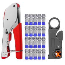 Koaxialkabel-Crimper-3in1-Koaxkabel-Reparaturset mit verstellbarem 20-F-Stecker für Satellitenfernsehen