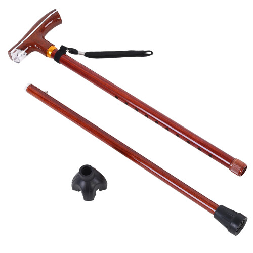Metal Multi-Function Telescopic Cane with Built-in Light, Rosewood Color 1