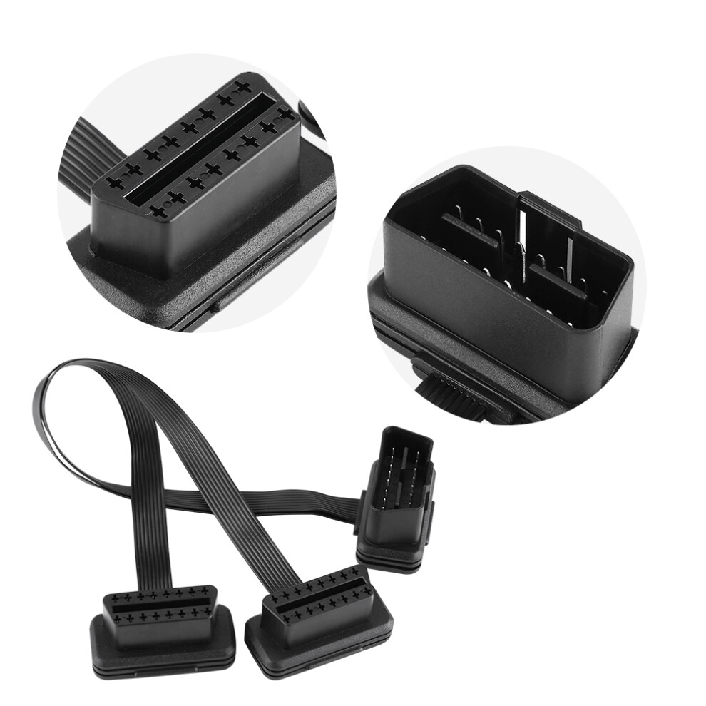 Obd2 16Pin 2 In 1 Diagnostic Extension Cable, 30Cm Black 4991392892891