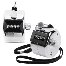 Compteur à main en métal à 2 paquets Compteur à quatre chiffres avec cordon argenté Compteur à clic Compteur à clic portatif