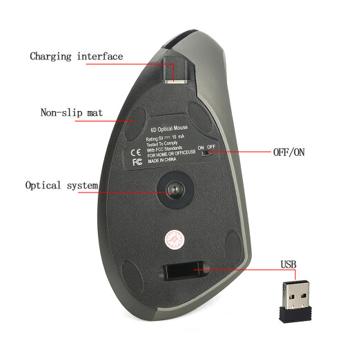 Ergonomic Wireless Vertical Mouse 2400 DPI Rechargeable for Mac/PC