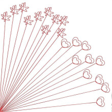 20 Pcs Gold Flower Card Holder Sticks, 12 Inch Metal Wire Floral Picks, Gold Flower Pick Card Holder,Heart, Maple Leaf
