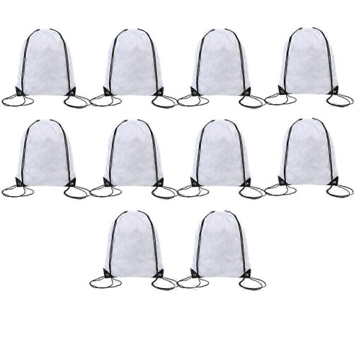 Polyester Drawstring Bag Sports Marathon Drawstring Bag Storage Bag Drawstring Bag White