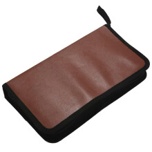 Bolsa portátil de cuero de 80 discos Estuche con cremallera para CD DVD Disco duro - Marrón
