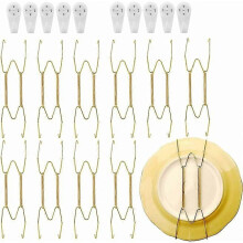 10-teilige dekorative Wandplattenhalter, Edelstahl-Gold-Wand-Dekorationsplattenhalter mit 10-teiligen Wandhaken zum Aufhängen der Teller, Sc